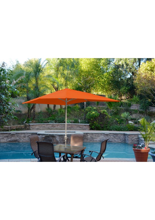 6.5ft. x 10ft. Aluminum Patio Market Umbrella Tilt with Crank - Orange Fabric/Grey Pole