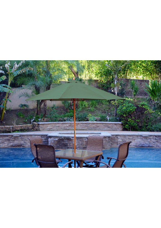 9ft. Wood Market Umbrella - Green