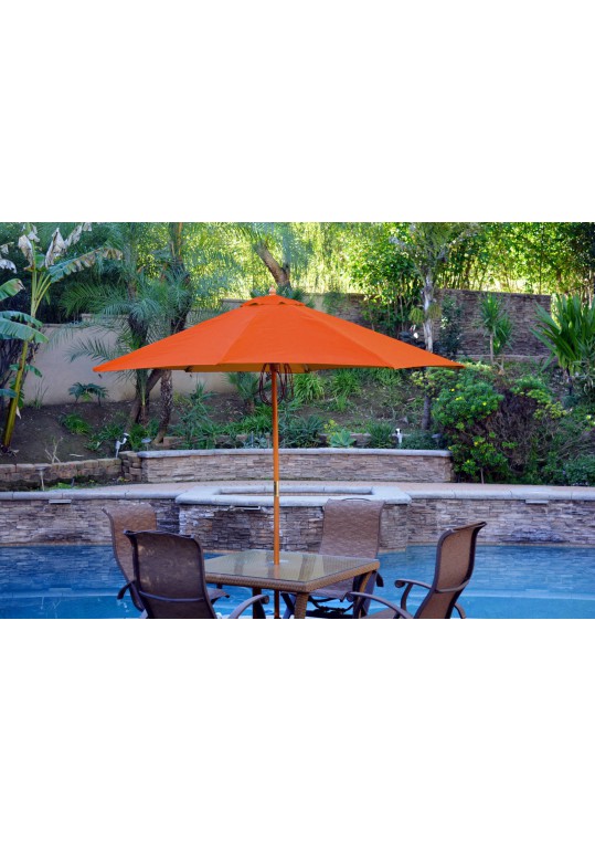 9ft. Wood Market Umbrella - Orange