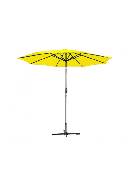 9ft. Aluminum Patio Market Umbrella Tilt with Crank - Yellow Fabric/Grey Pole