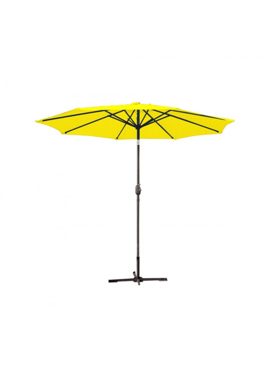 9ft. Aluminum Patio Market Umbrella Tilt with Crank - Yellow Fabric/Grey Pole