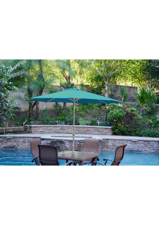 9ft. Aluminum Patio Market Umbrella Tilt with Crank - Turquoise Fabric/Grey Pole