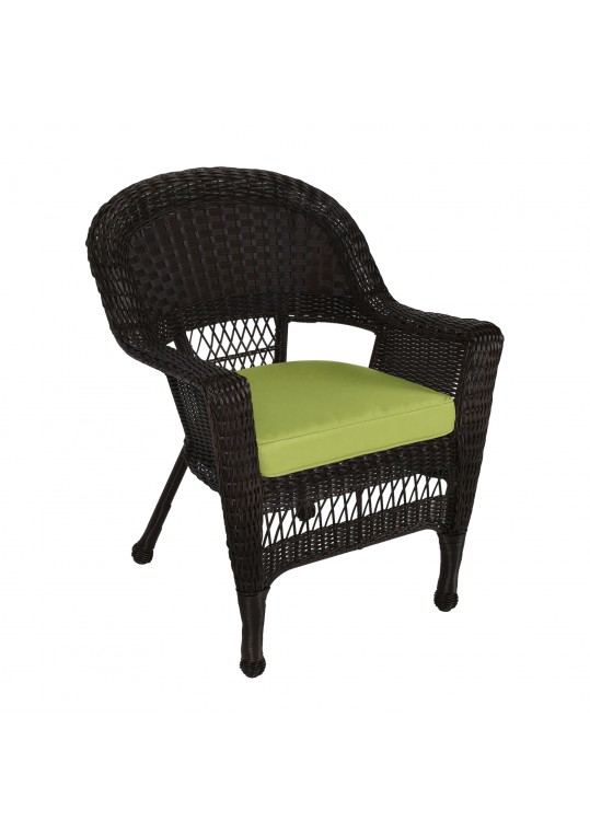 Espresso Wicker Chair With Sage Green Cushion