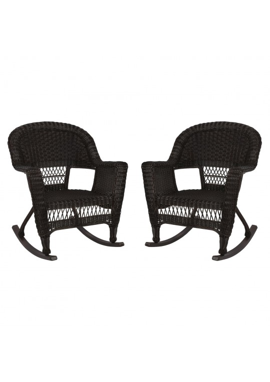 Espresso Rocker Wicker Chair Without Cushion-  Set of 2