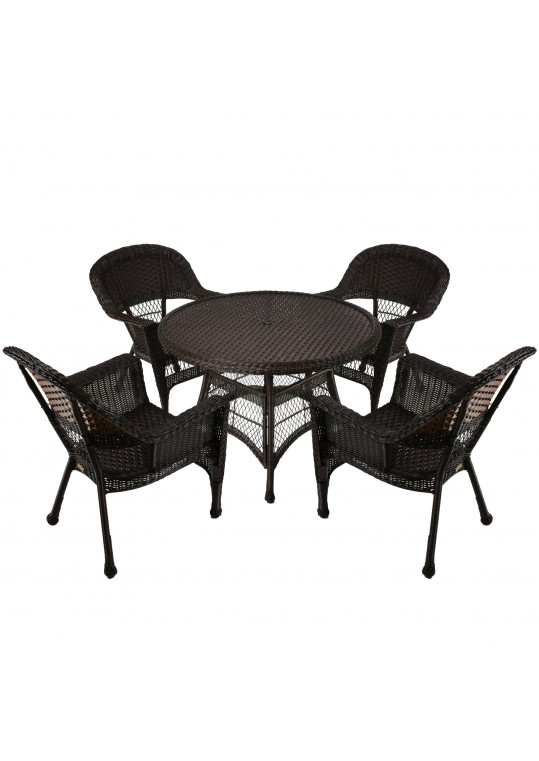 5pc Espresso Wicker Dining Set Without Cushion