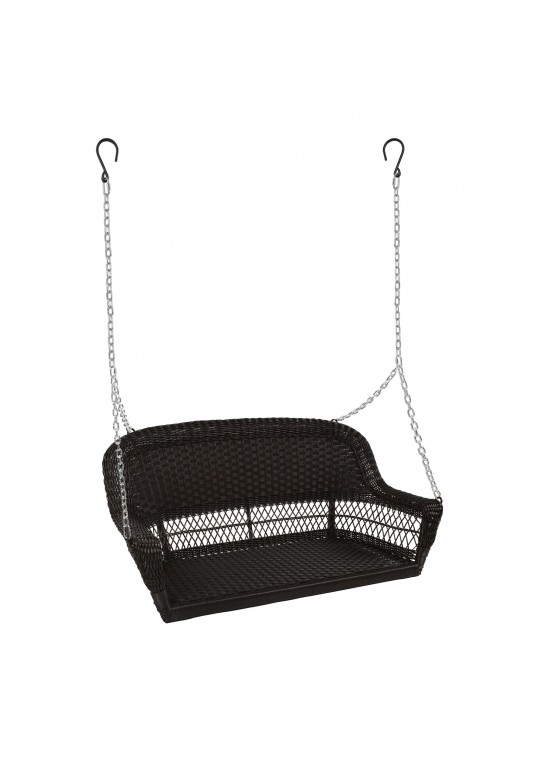 Espresso Resin Wicker Porch Swing