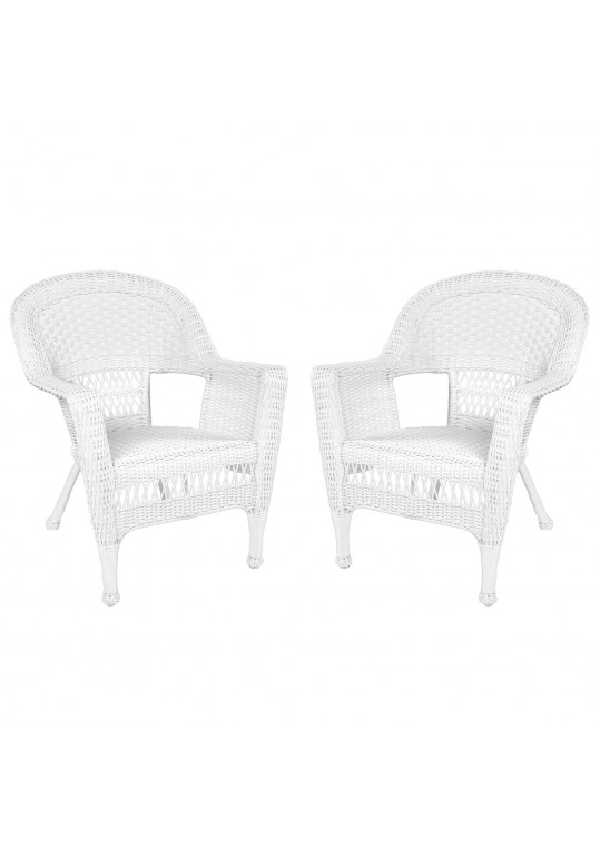 White Wicker Chair Without Cushion - Set of 2