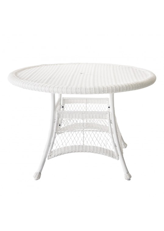 White Wicker 44 Inch Round Dining Table