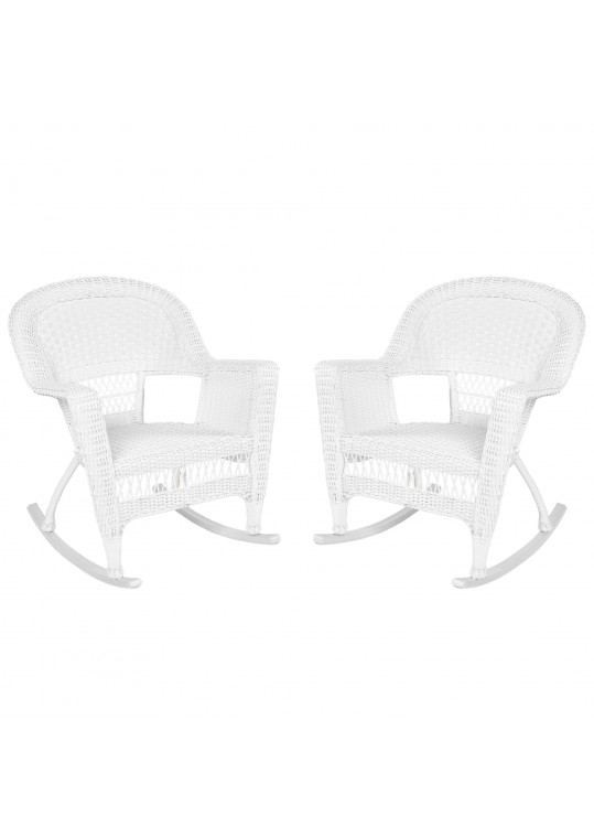 White Rocker Wicker Chair Without Cushion - Set of 2
