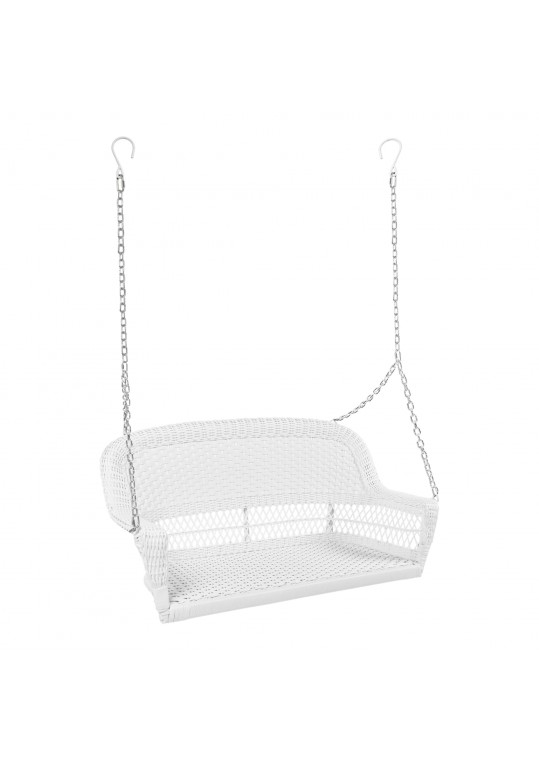 White Resin Wicker Porch Swing