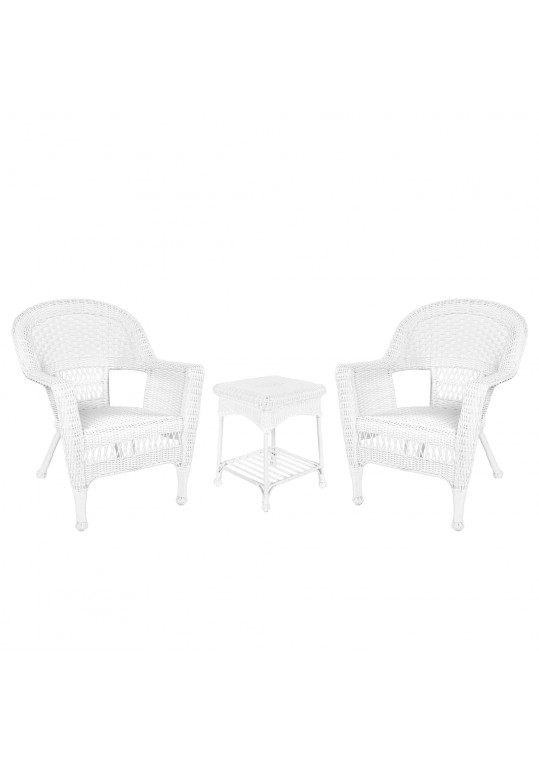 White Wicker Chair And End Table Set Without Cushion