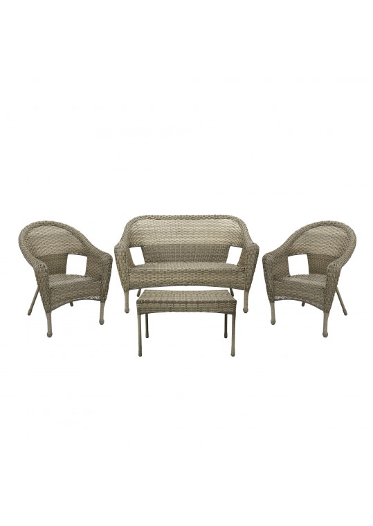 4pcs Grey Resin Wicker Clark Conversation Set without Cushion
