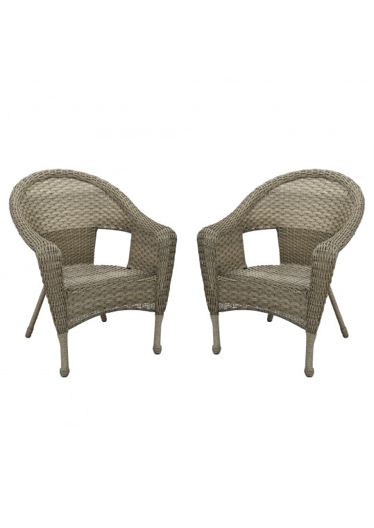 Set of 2 Grey Resin Wicker Clark Single Chair without Cushion