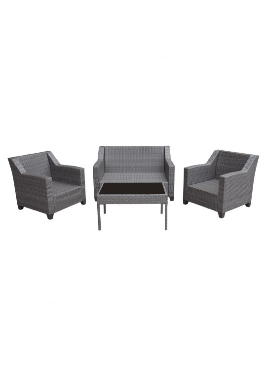 Aoife 4 PC Grey Resin Wicker  Conversation Set with 4 In Cushion