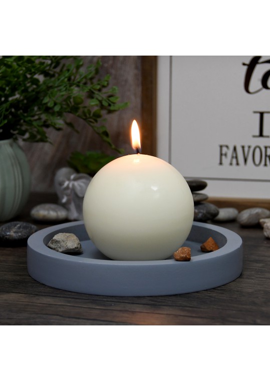 4 Inch Pale Ivory Citronella Ball Candles (12pcs/Case) Bulk