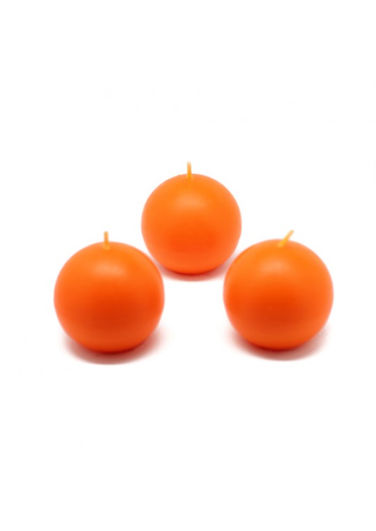 2-Piece Orange Ball Candles - 4-Inch Handpoured Sphere Candles With 56 Hour Burn Time