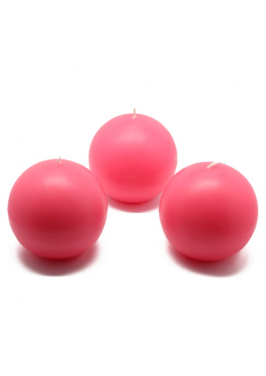 3 Inch Hot Pink Ball Candles (36pcs/Case) Bulk