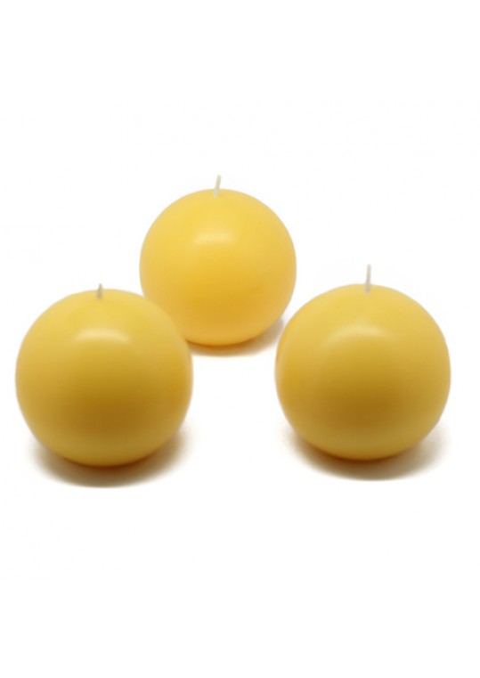 3 Inch Yellow Ball Candles (6pc/Box)