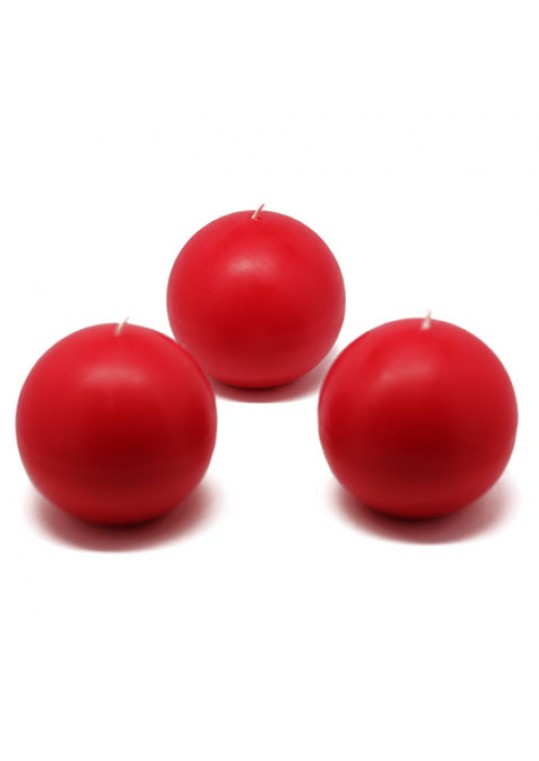 3 Inch Red Ball Candles (6pc/Box)