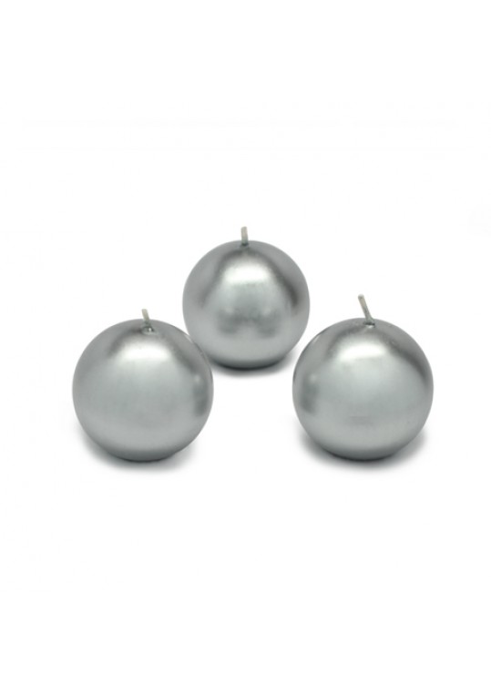 2 Inch Metallic Silver Ball Candles (12pc/Box)