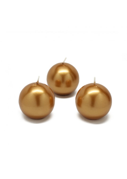 2 Inch Metallic Gold Ball Candles (96pcs/Case) Bulk