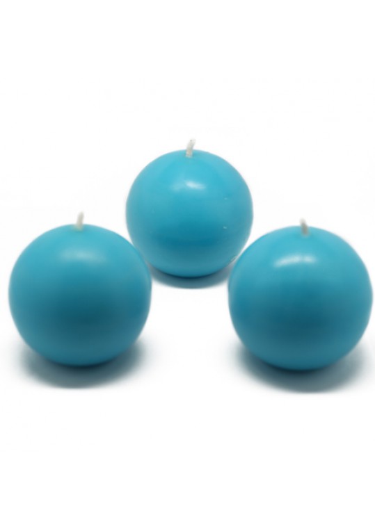 3 Inch Turquoise Ball Candles (6pc/Box)