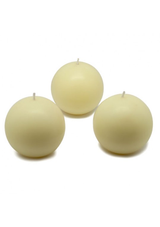 3 Inch Ivory Ball Candles (6pc/Box)