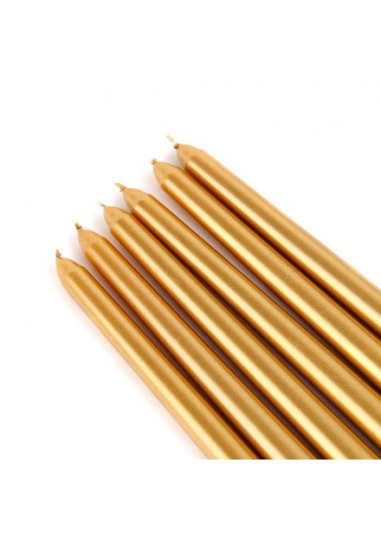 12 Inch Metallic Bronze Gold Taper Candles (1 Dozen)