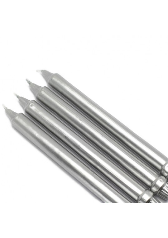 10 Inch Metallic Silver Formal Dinner Taper Candles