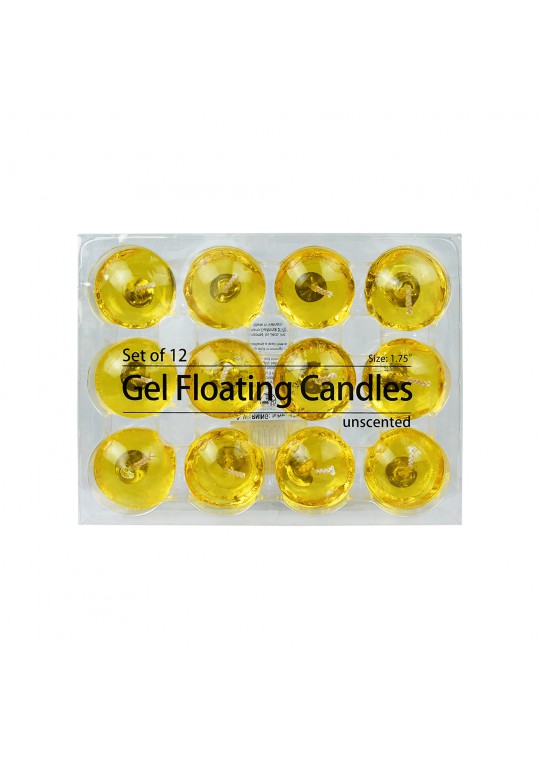 1.75 Inch Clear Yellow Gel Floating Candles (144pcs/Case) Bulk