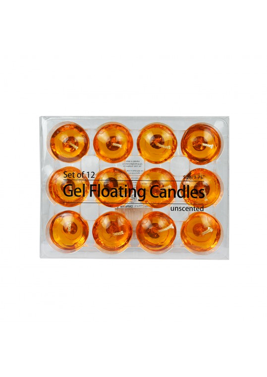 1.75 Inch Clear Orange Gel Floating Candles (144pcs/Case) Bulk