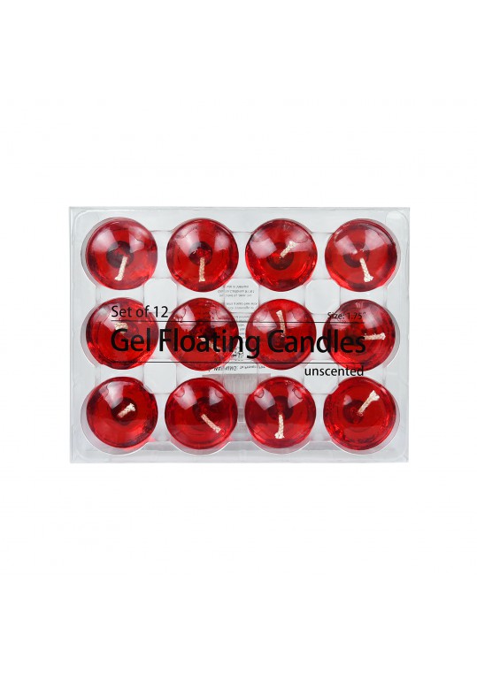 1.75 Inch Clear Red Gel Floating Candles (144pcs/Case) Bulk