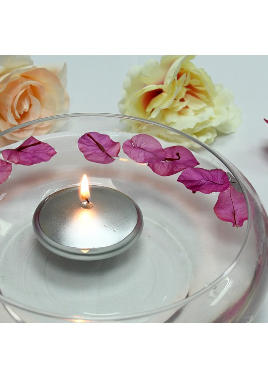 3 Inch Metallic Silver Floating Candles (72pcs/Case) Bulk