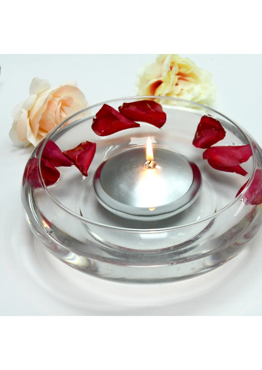 4 Inch Metallic Silver Floating Candles (3pc/Box)