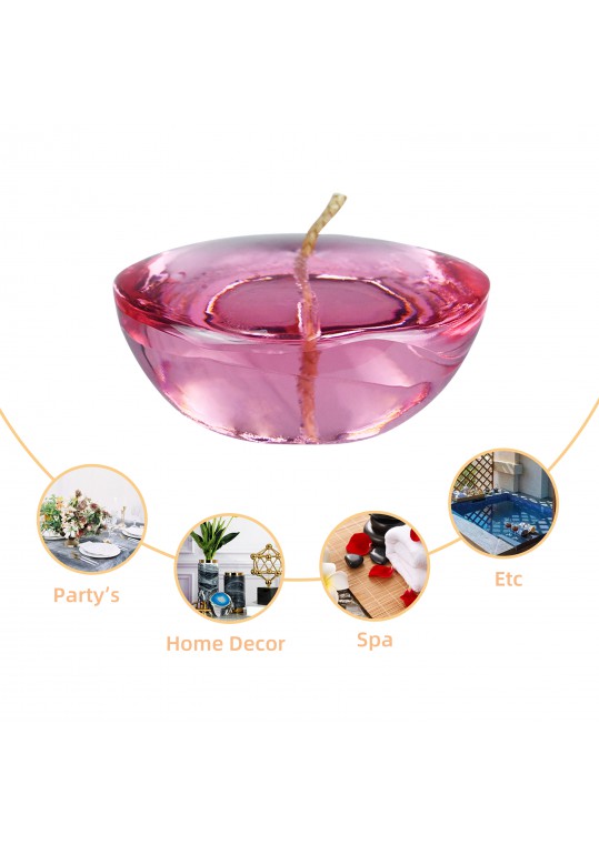 3 Inch Clear Light Rose Gel Floating Candles (72pcs/Case) Bulk