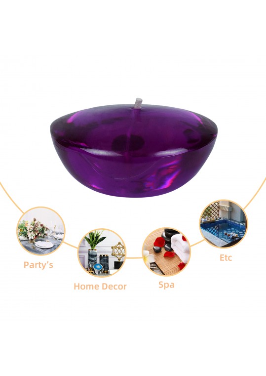 3 Inch Clear Purple Gel Floating Candles (72pcs/Case) Bulk