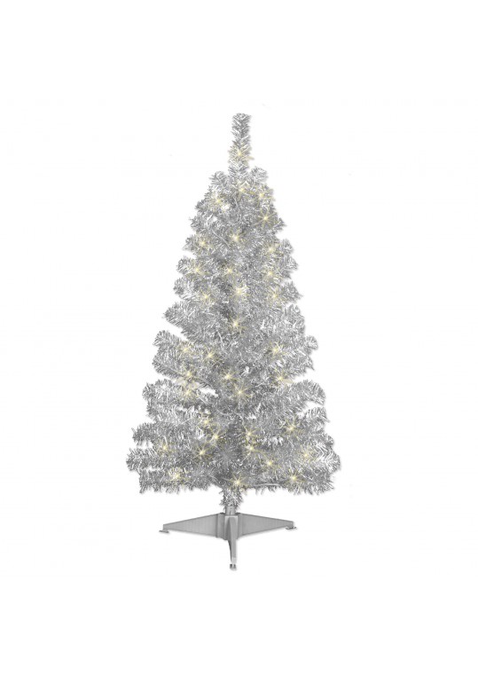 4ft. Prelit Silver Tinsel Tree