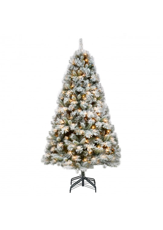 7.5ft. Prelit Frosted Christmas Tree with Meta Stand