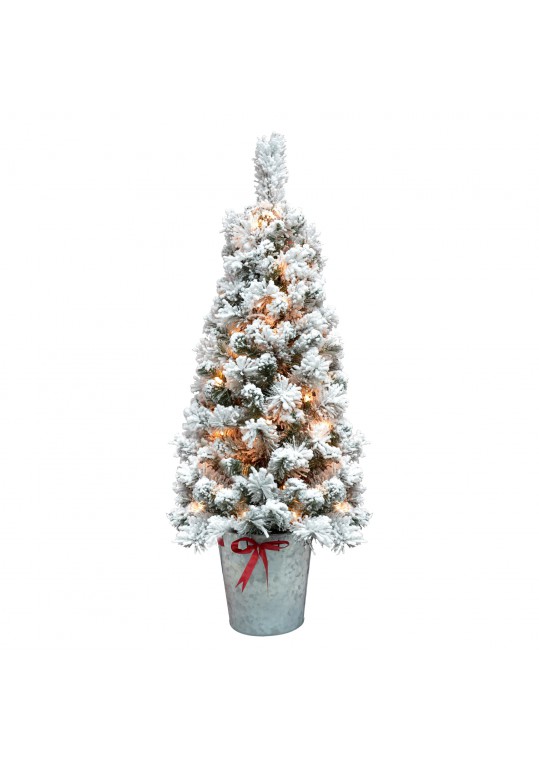 4FT Flocked Pot Christmas Tree