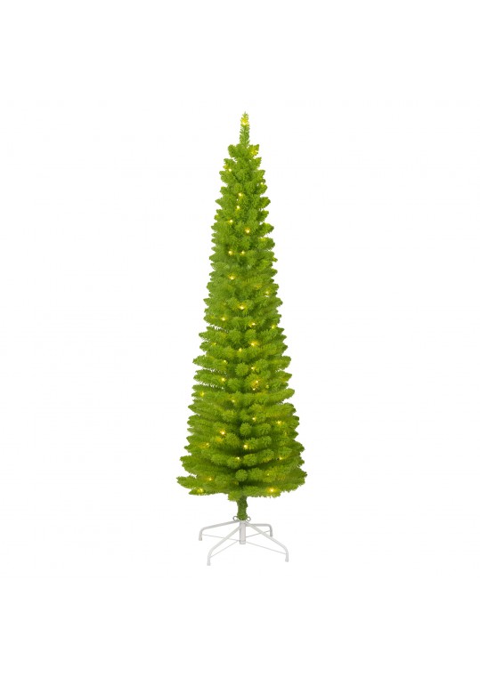 6FT PRE-LIT GREEN FLOCKED TREE W/LED LIGHTS