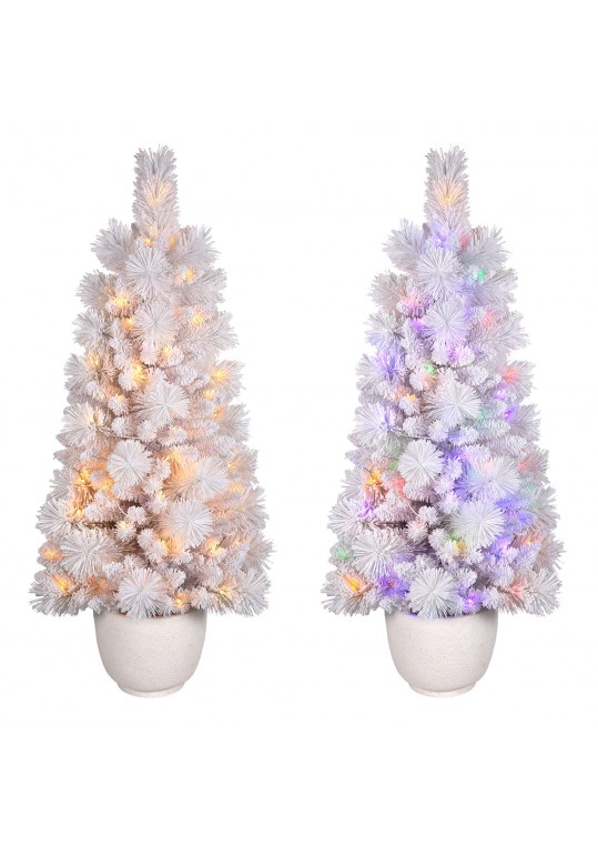 4.5Ft Pre-Lit White Flocked Tree with MgO Pot