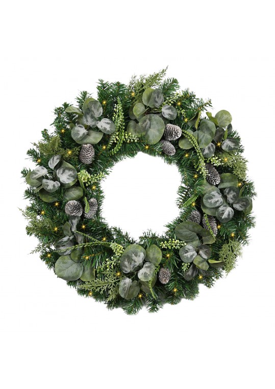 30 inch Eucalyptus Christmas Wreath with Lights