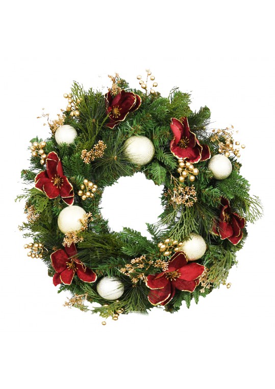 26 inch Christmas Wreath with Ornaments