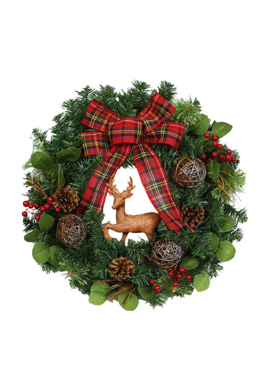 24 inch Christmas Wreath with Deer