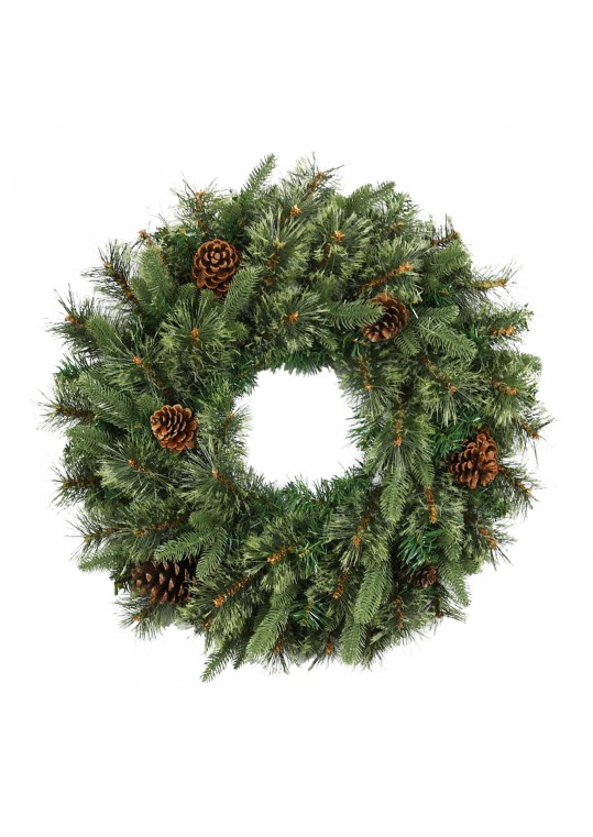24 inch Christmas Wreath with Pine Needles