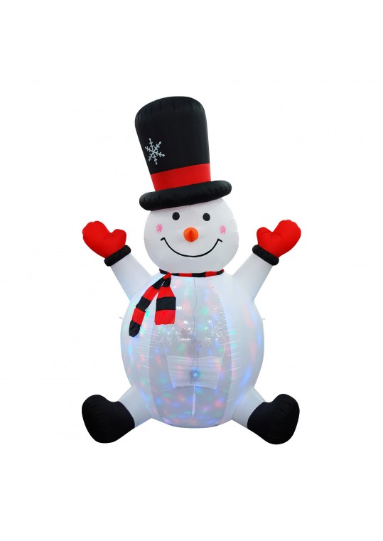 8FT Inflatable Snowman with Rotating Light