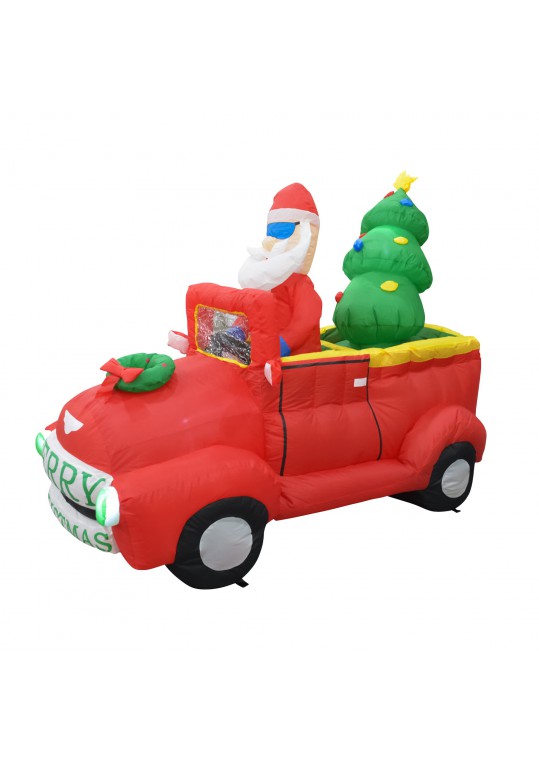 7FT Santa In Red Trunk With Christmas Santa on Car