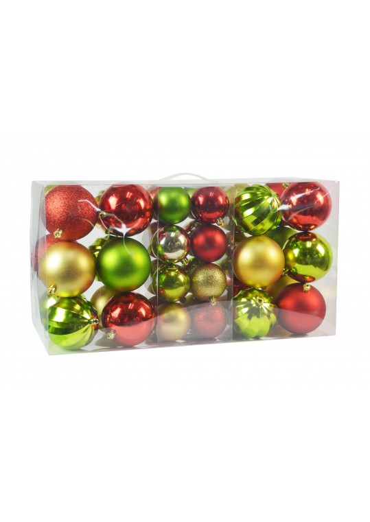 40Pk Christmas Ornament- Red/Gold/Green