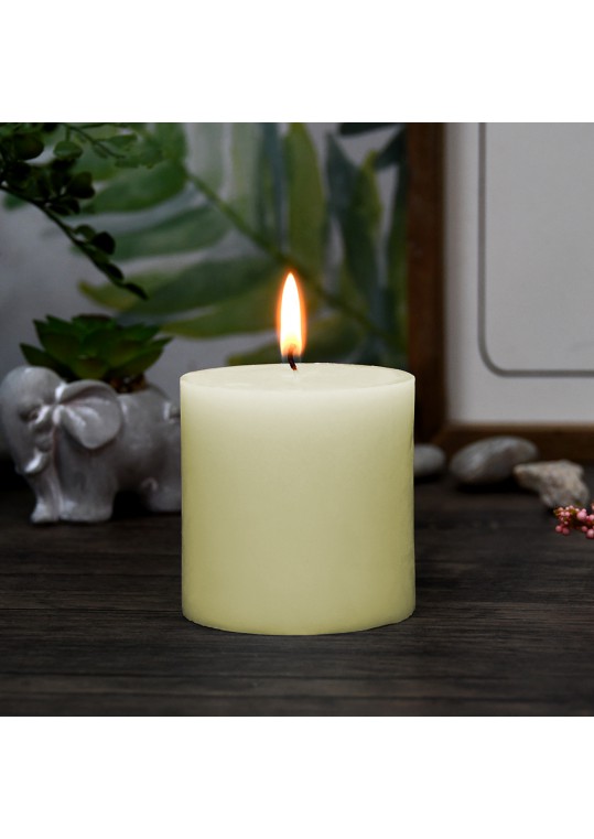 3 x 3 Inch Pale Ivory Pillar Candles (12pcs/Case) Bulk