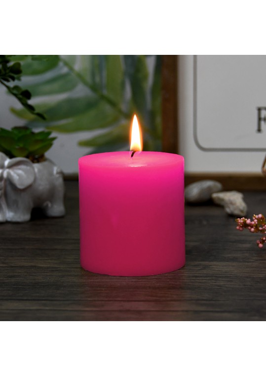 3 x 3 Inch Hot Pink Pillar Candles (12pcs/Case) Bulk
